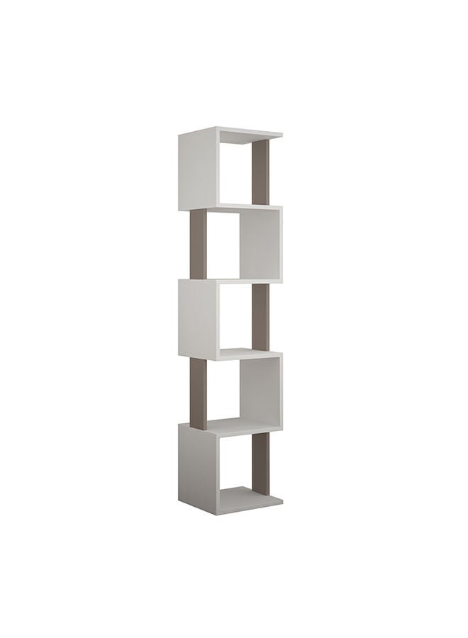 Mourah Home Piri Corner Bookcase Modern Book Shelf Cabinet 6 Tier Multi Storage Bookshelf Rack Display Unit For Bedroom Living Room  30X161X35Cm (White/Light Mocha) - Image 2