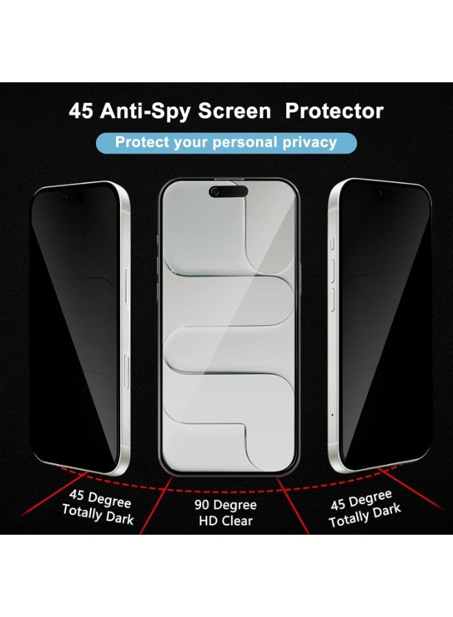 Muzz مصمم لجهاز آيفون 17 5G واقي شاشة زجاجي للخصوصية 380 لاصق 9H صلابة مضاد للخدش مضاد لبصمات الأصابع صديق للحالات خالي من الفقاعات مضاد للتجسس عبوة من 2 زجاج مقسى لجهاز آيفون 17 2025 - Image 3