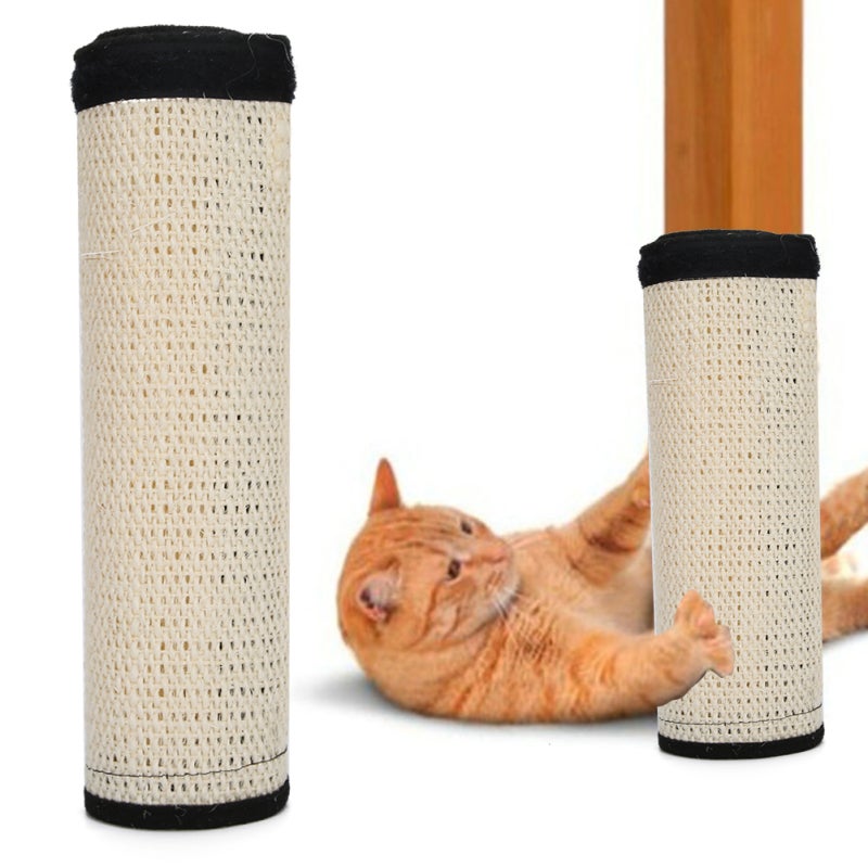 Table Leg Scratch Board White Sisal - Hook Loop Designed Furniture Protector - Natural Sisal Cat Scratcher for Sofa Table Legs - Image 4