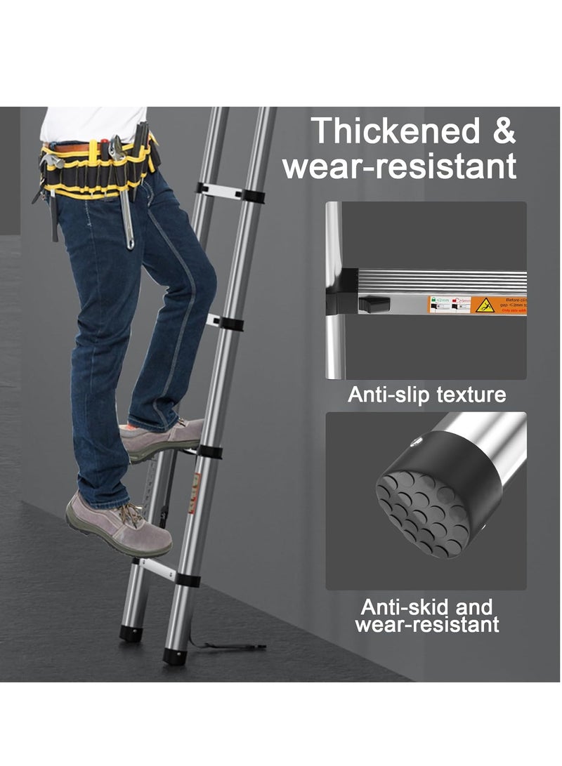 3.2m Extendable Multipurpose Stainless Steel Ladder, Small Portable Ladder for Roof, RV, Decorating, Painting, Cleaning - Image 5