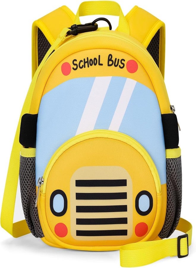 GONIPIMI Preschool Backpack Toddler Neoprene Waterproof Schoolbag Lunch Backpack Bag for Kids Boys Girls School Bag (Size-24X 23 X 8 CM) (School Bus) - Image 1
