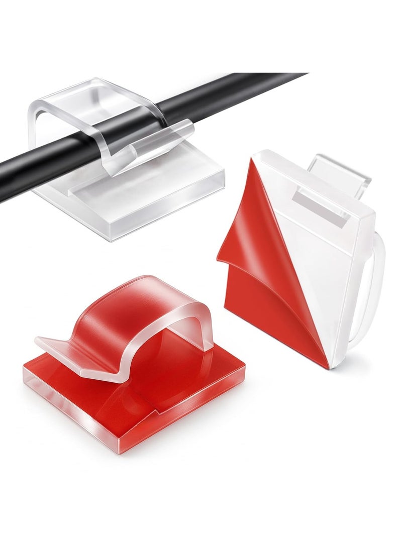 مجموعة من 50 كابل لاصق، حامل لإدارة الكابلات، الجدار، المكتب، المنزل والمكتب - Image 1