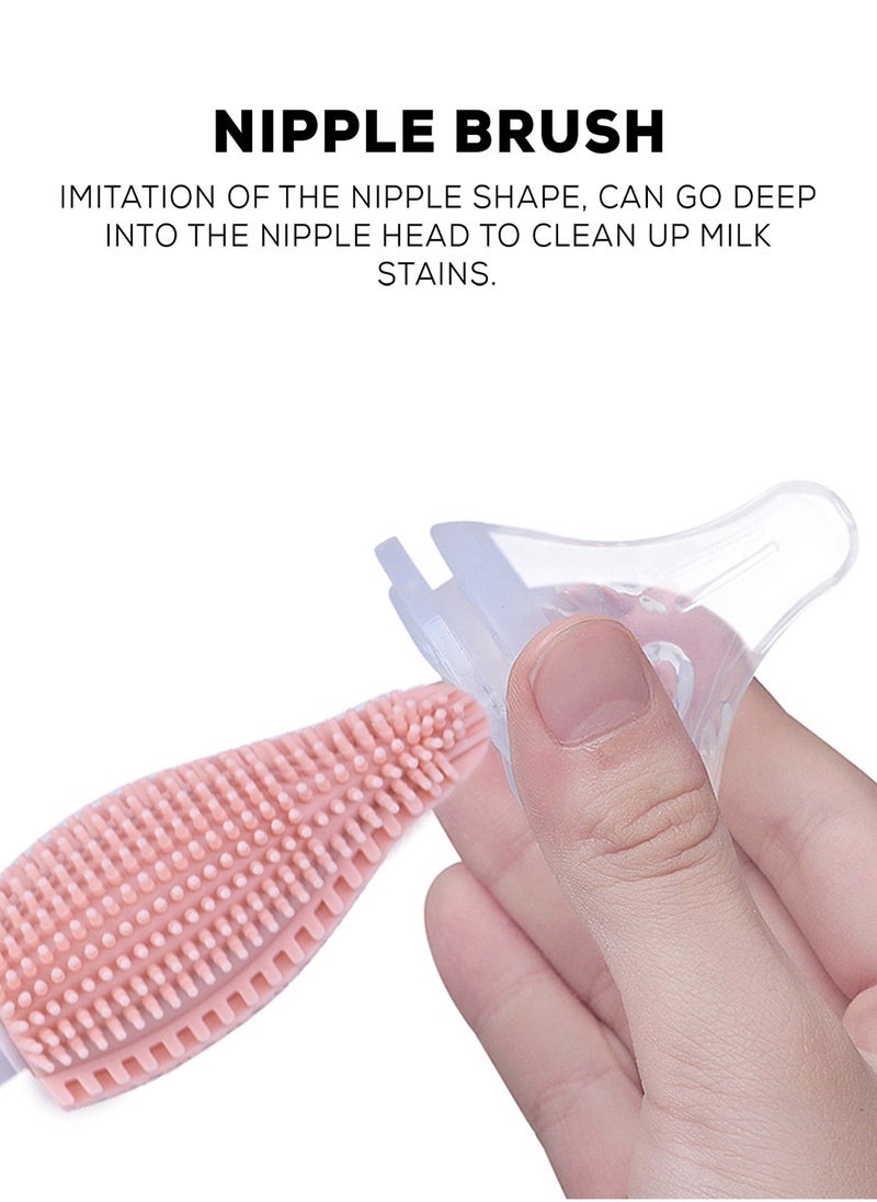 BAYBEE - Baybee Baby Bottle Nipple Straw Cleaning Brush| Easy Grip Bottle and Nipple Cleaning Brush | BPA Free PP Cleaning Brush Bottle Tong |Milk Bottle Cleaner Brush (Pink) - Image 1