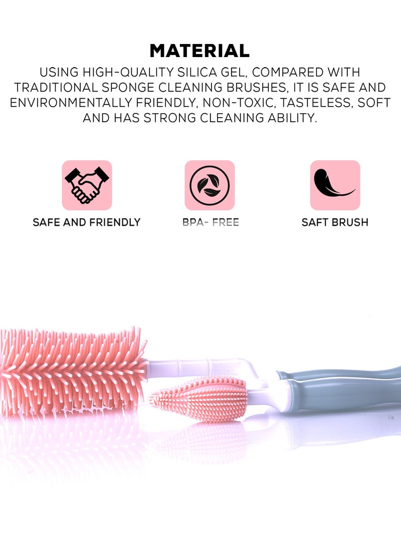 BAYBEE - Baybee Baby Bottle Nipple Straw Cleaning Brush| Easy Grip Bottle and Nipple Cleaning Brush | BPA Free PP Cleaning Brush Bottle Tong |Milk Bottle Cleaner Brush (Pink) - Image 1