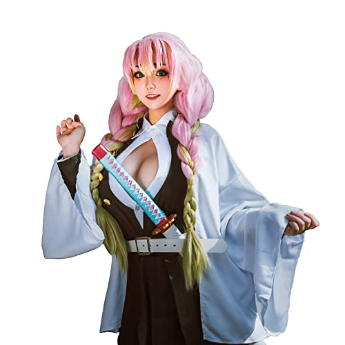 FCCAM FCCAM FCCAM Mitsuri Cosplay Mitsuri Full Set Kanroji Mitsuri Kimono Mitsuri Costume Kanroji Anime Outfit for Halloween M - Image 3