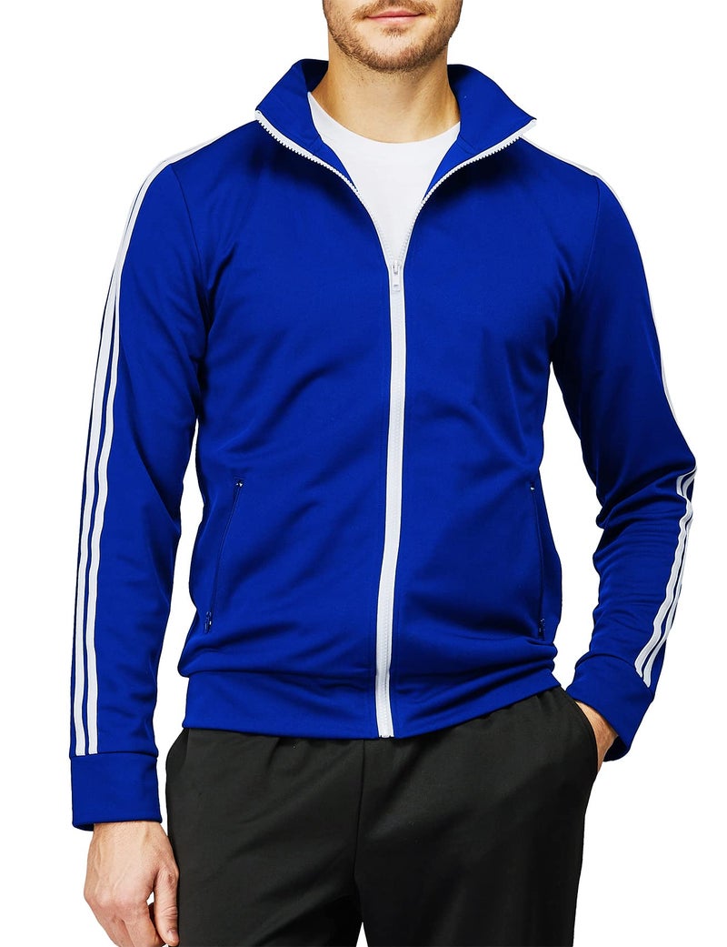 H2H Mens Basic Track Jacket - Slim Fit Side Taping Sportswear Urbanwear Streetwear Top BLUE US L/Asia XL (CMOJA0103) - Image 4