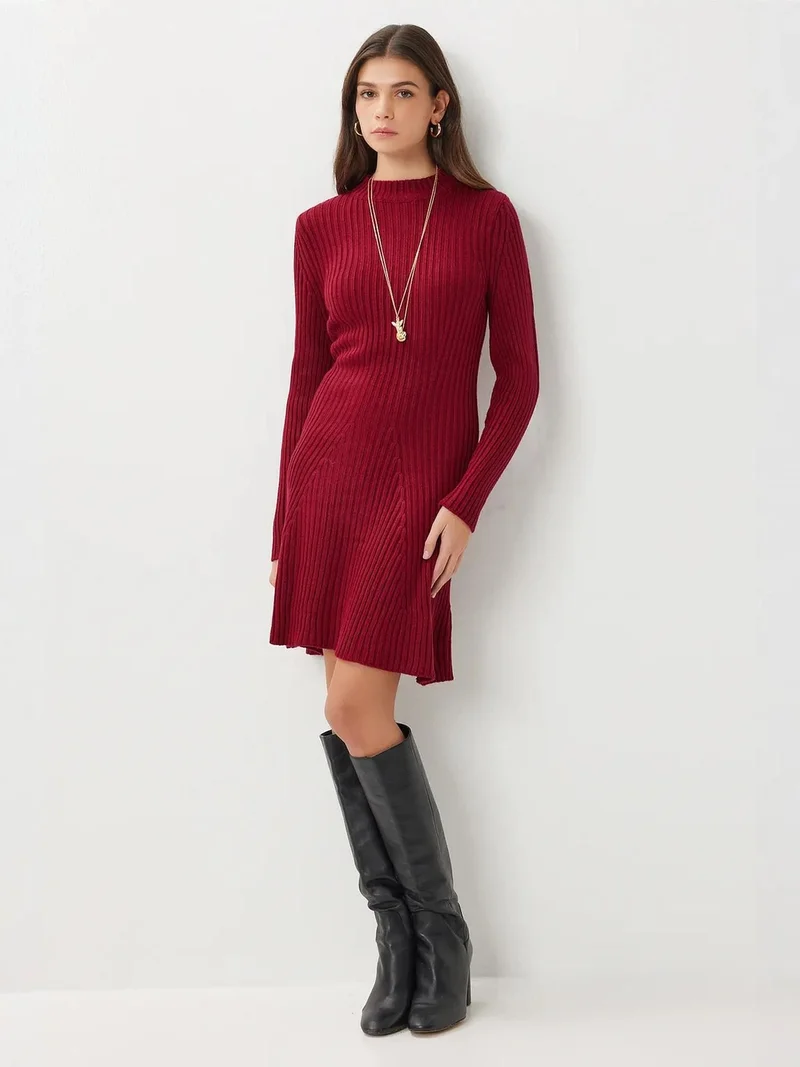 Lovely Istanbul ISTANBUL Ribbed A-Line Knit Mini Dress