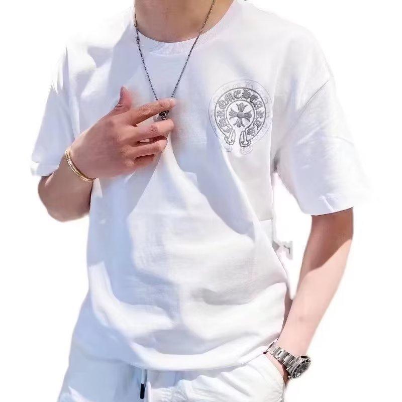 تي شيرت قصير الأكمام للرجال 2024 يورو موضة صيف 2023 فضفاض مطبوع أبيض - Image 4