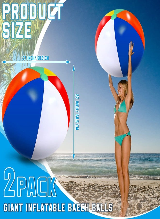 Supervitae 27 Inch Rainbow Beach Balls Giant Inflatable Large Pool Beach Balls Inflatable Swimming Pool Toys for Summer Water Games(2 Pcs) - Image 2