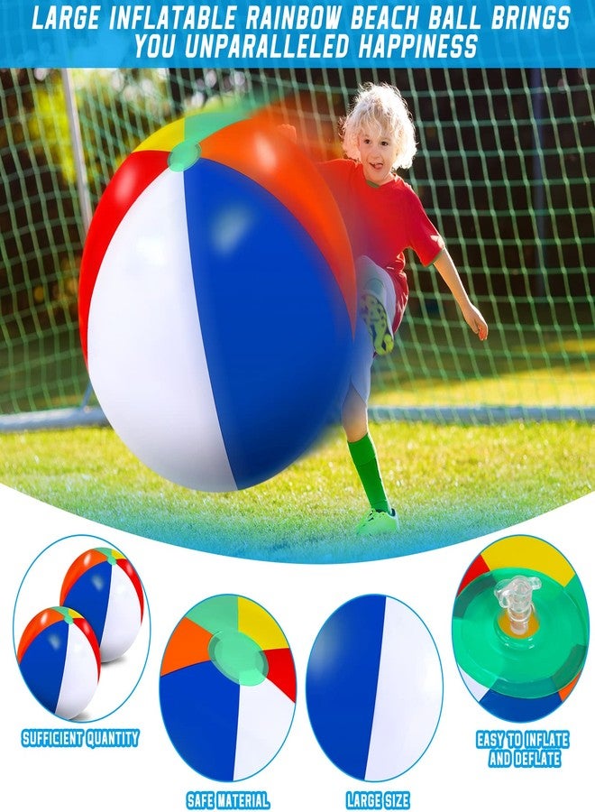 Supervitae 27 Inch Rainbow Beach Balls Giant Inflatable Large Pool Beach Balls Inflatable Swimming Pool Toys for Summer Water Games(2 Pcs) - Image 4