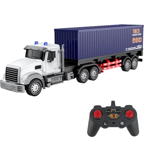 CALEST Remote Control Semi Truck with Trailer 24 Inch Semi Truck Toy for Kids124 Container Truck with LED Lights Music Great Gift for Boys Girls - Image 1