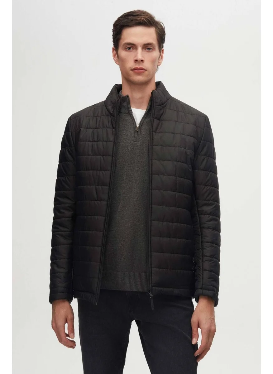 دي أس دامات Ds Damat Slim Fit Black Windproof Fiber Filled Coat 3HF07ORT04262
