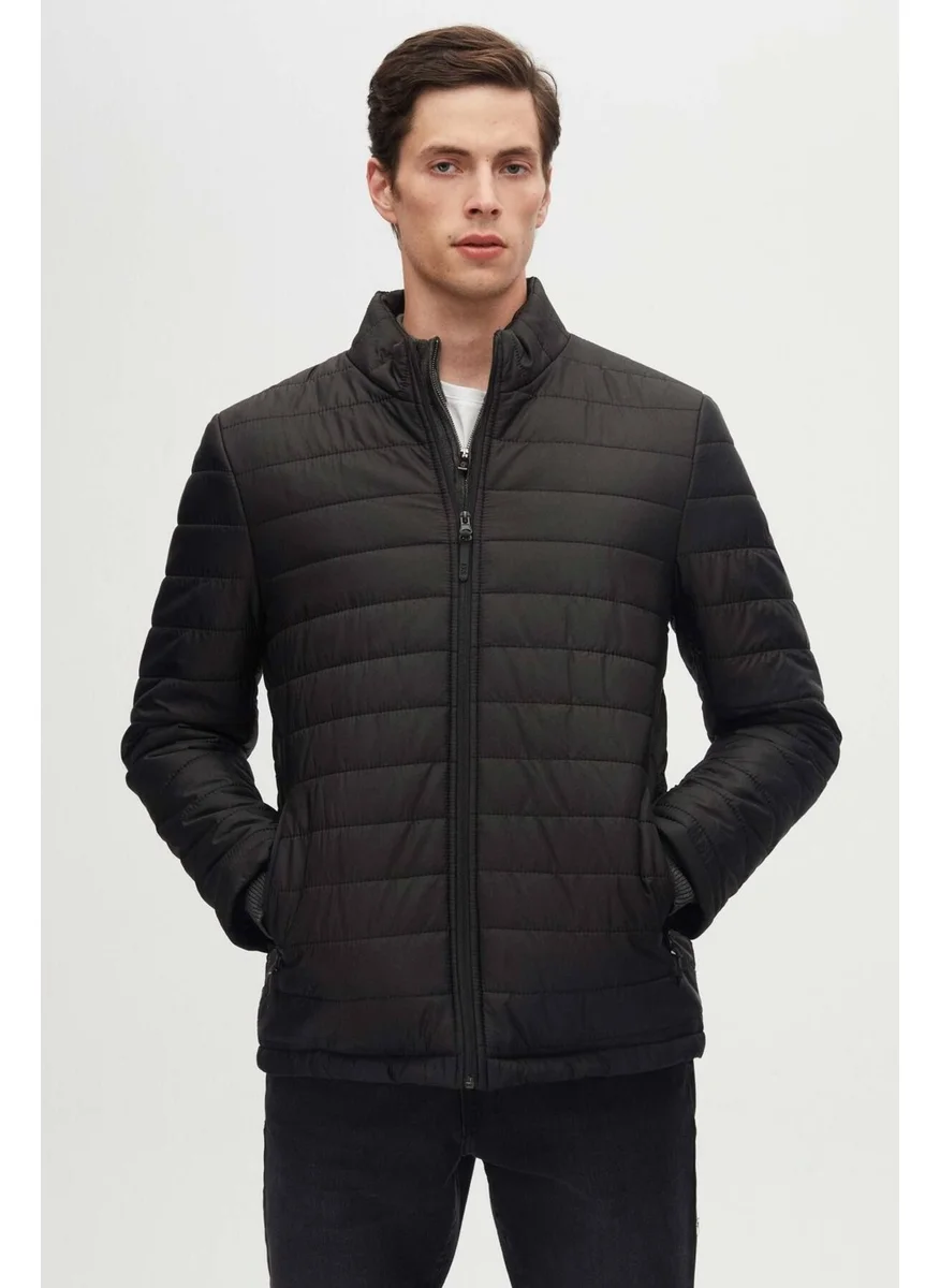 دي أس دامات Ds Damat Slim Fit Black Windproof Fiber Filled Coat 3HF07ORT04262
