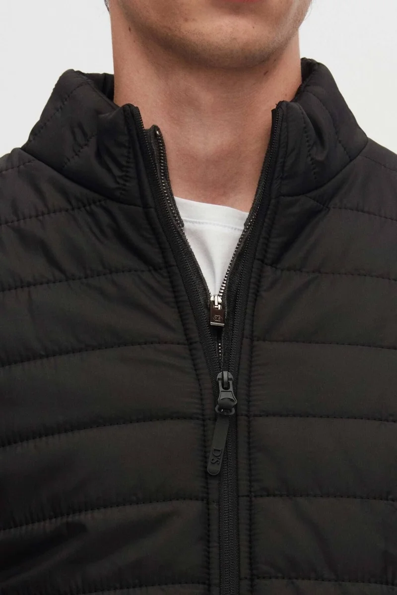 دي أس دامات Ds Damat Slim Fit Black Windproof Fiber Filled Coat 3HF07ORT04262
