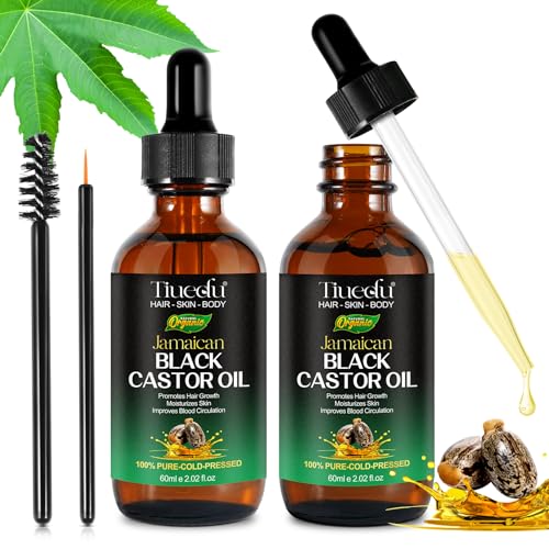 Tiuedu Jamaican Black Castor Oil for Hair Growth,Thicker Eyelashes & Eyebrows,Castor Oil for Hair,Face,Body & Skin,100% Pure Cold Pressed Black Castor Oil,Hair Nourishing Oil,Massage Oils - Image 1