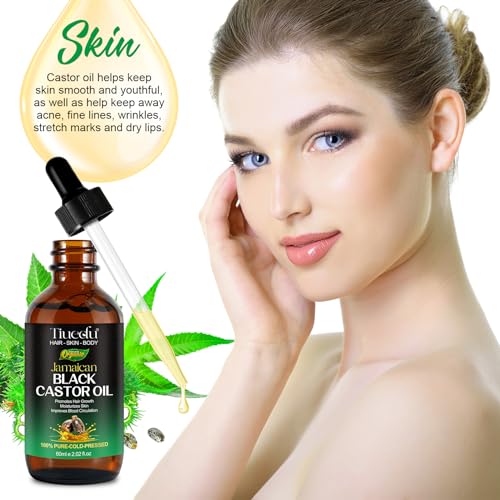 Tiuedu Jamaican Black Castor Oil for Hair Growth,Thicker Eyelashes & Eyebrows,Castor Oil for Hair,Face,Body & Skin,100% Pure Cold Pressed Black Castor Oil,Hair Nourishing Oil,Massage Oils - Image 5