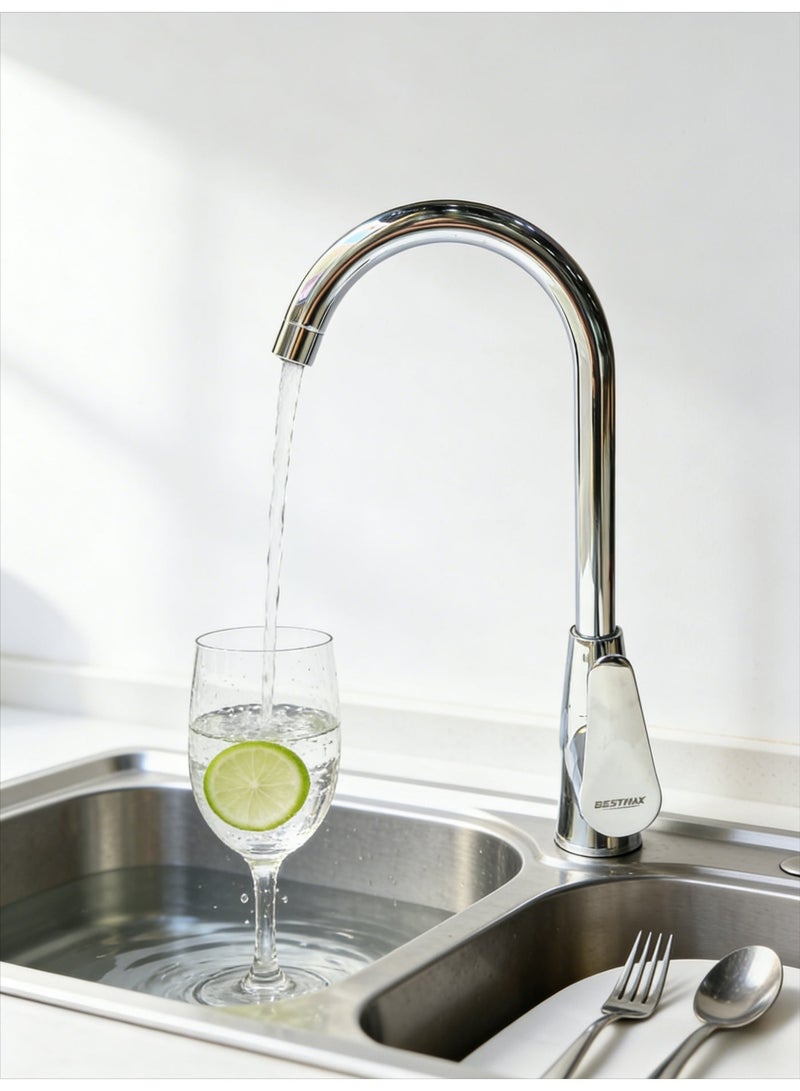 Kitchen sink faucet, outdoor faucet, modern single-hole bar counter sink faucet, water drop faucet, single handle high arc kitchen faucet made of zinc alloy 700g - Image 2