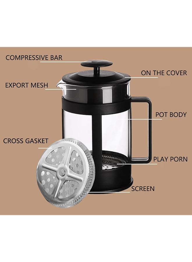 erorex 350Ml French Pressure Coffee Maker Teapot Borosilicate Glass Coffee Filter Heat Resistant Press Filter  - Image 4