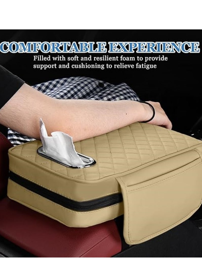 Generic Car Center Console Cover Universal Arm Rest Cover Cushion Leather Car Armrest Box Pad with Pocket and Tissue Box Comfortable Auto Armrest Cushion, Universal Arm Rest Protector for Car SUV Truck - Image 4