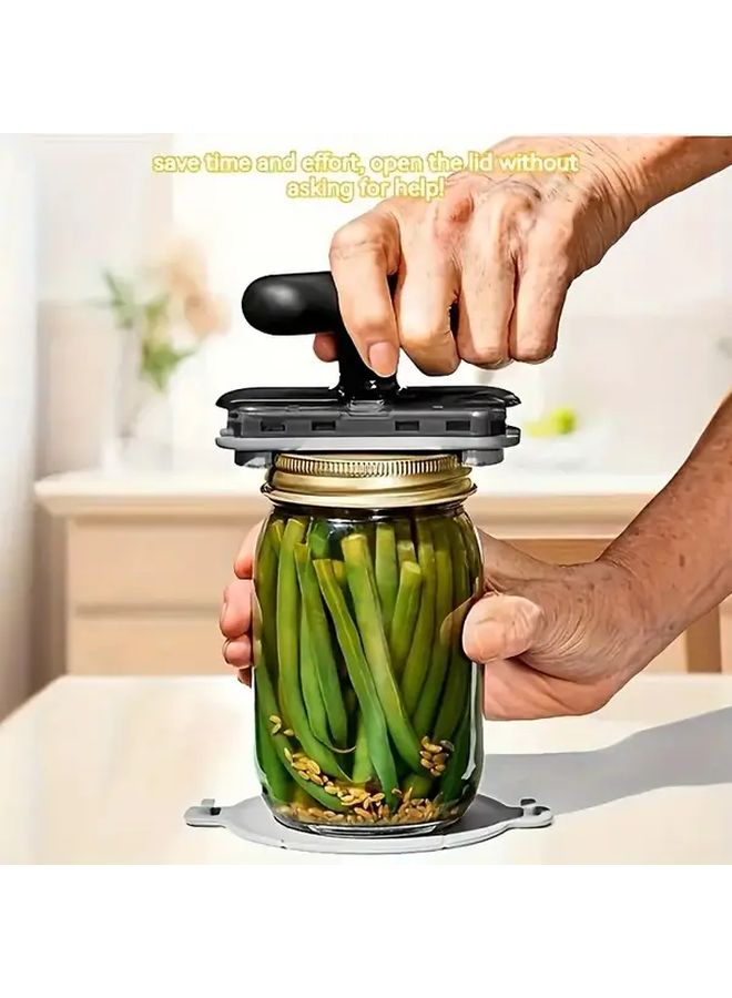 فتاحة العلب اليدوية الثقيلة من مادة ABS السوداء، قابلة للتعديل، تعمل بيد واحدة لإزالة الأغطية - Image 3