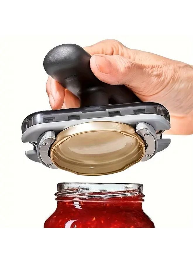 فتاحة العلب اليدوية الثقيلة من مادة ABS السوداء، قابلة للتعديل، تعمل بيد واحدة لإزالة الأغطية - Image 2