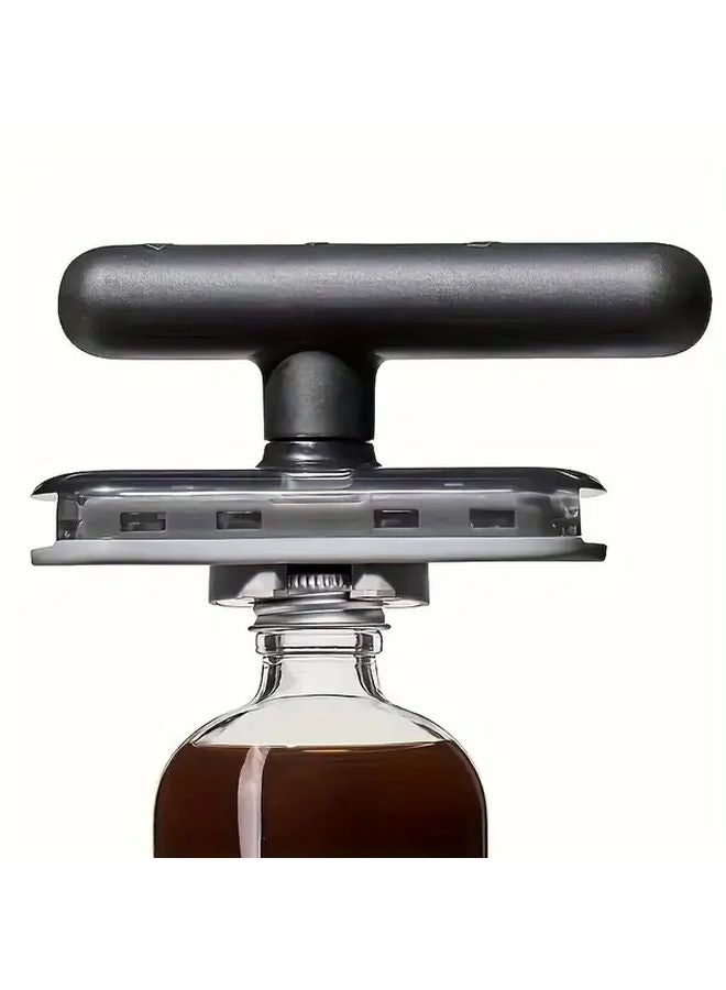 فتاحة العلب اليدوية الثقيلة من مادة ABS السوداء، قابلة للتعديل، تعمل بيد واحدة لإزالة الأغطية - Image 5