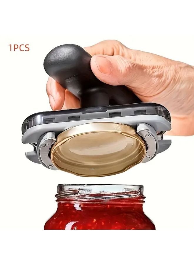 فتاحة العلب اليدوية الثقيلة من مادة ABS السوداء، قابلة للتعديل، تعمل بيد واحدة لإزالة الأغطية - Image 1