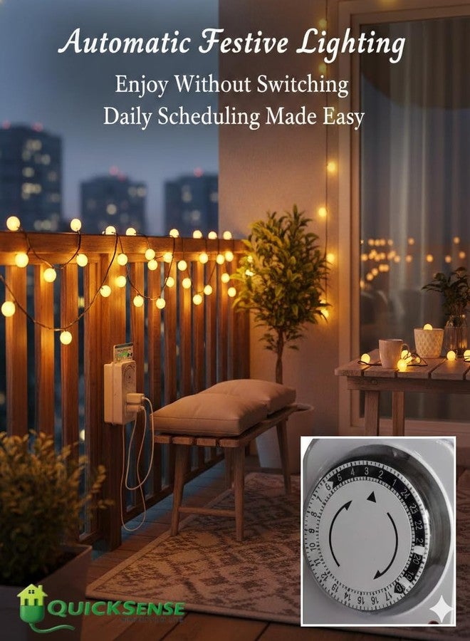 Quick Sense 24-Hour Plug-in Mechanical Timer Switch | Automatic On/Off Switch for Lights, Appliances & Water Pumps | Energy-Saving Timer Plug Socket for Home & Office (White, 230V, 16A) - Image 4