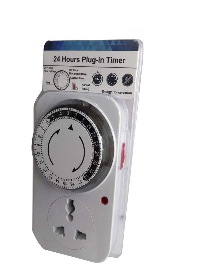 Quick Sense 24-Hour Plug-in Mechanical Timer Switch | Automatic On/Off Switch for Lights, Appliances & Water Pumps | Energy-Saving Timer Plug Socket for Home & Office (White, 230V, 16A) - Image 1
