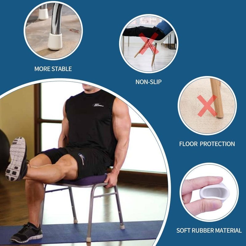Furniture Leg Pads Silicone Covers – Stretchable Chair & Table Caps, Anti-Noise Anti-Scratch Floor Protectors, Non-Slip Washable White (Pack (8 Pieces)) - Image 3