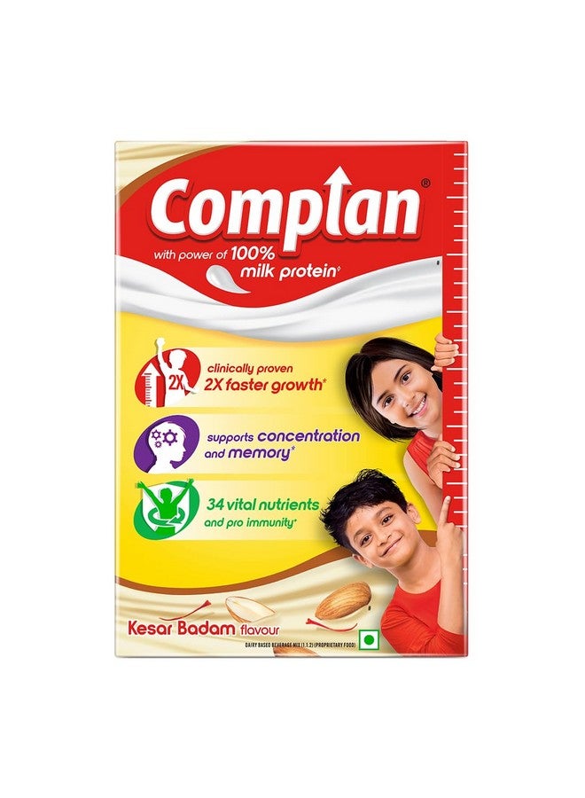 Complan Nutrition Drink Powder For Children, Kesar Badam Flavour, 500 G Carton | Nutrition Drink For Kids With Protein & 34 Vital Nutrients  - Image 1