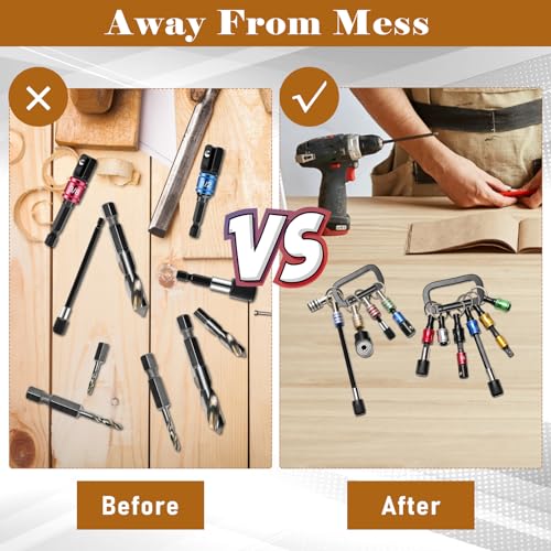 Anglekai 18PCS Bit Holder Cool Gadgets, 11P Drill Bit Holder Keychain/ 3P Impact Drill Sockets Adapter/ 3P 1/4’’ Quick Hex Shank/ 105°Right Angle Driver with 1/4’’Hex Shank - Image 4