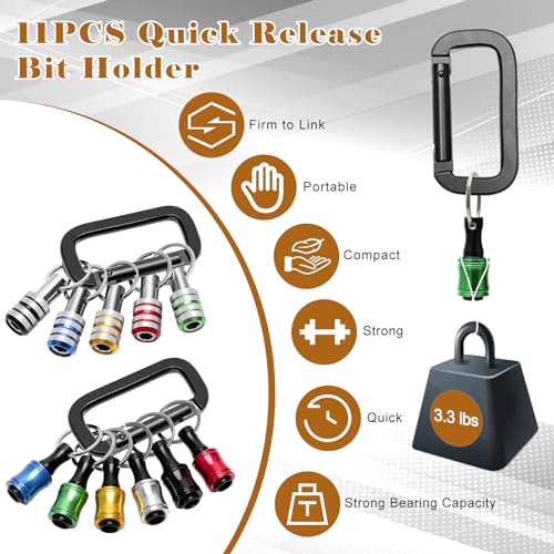 Anglekai 18PCS Bit Holder Cool Gadgets, 11P Drill Bit Holder Keychain/ 3P Impact Drill Sockets Adapter/ 3P 1/4’’ Quick Hex Shank/ 105°Right Angle Driver with 1/4’’Hex Shank - Image 3