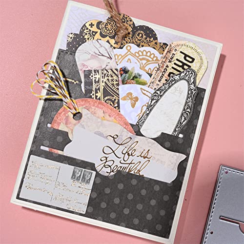 hinana Tag Pocket Frame Metal Die Cuts,Geometric Tag Pocket Collection Frame Cutting Dies Cut Stencils for DIY Scrapbooking Photo Decorative Embossing Paper Dies for Scrapbooking Card Making - Image 4