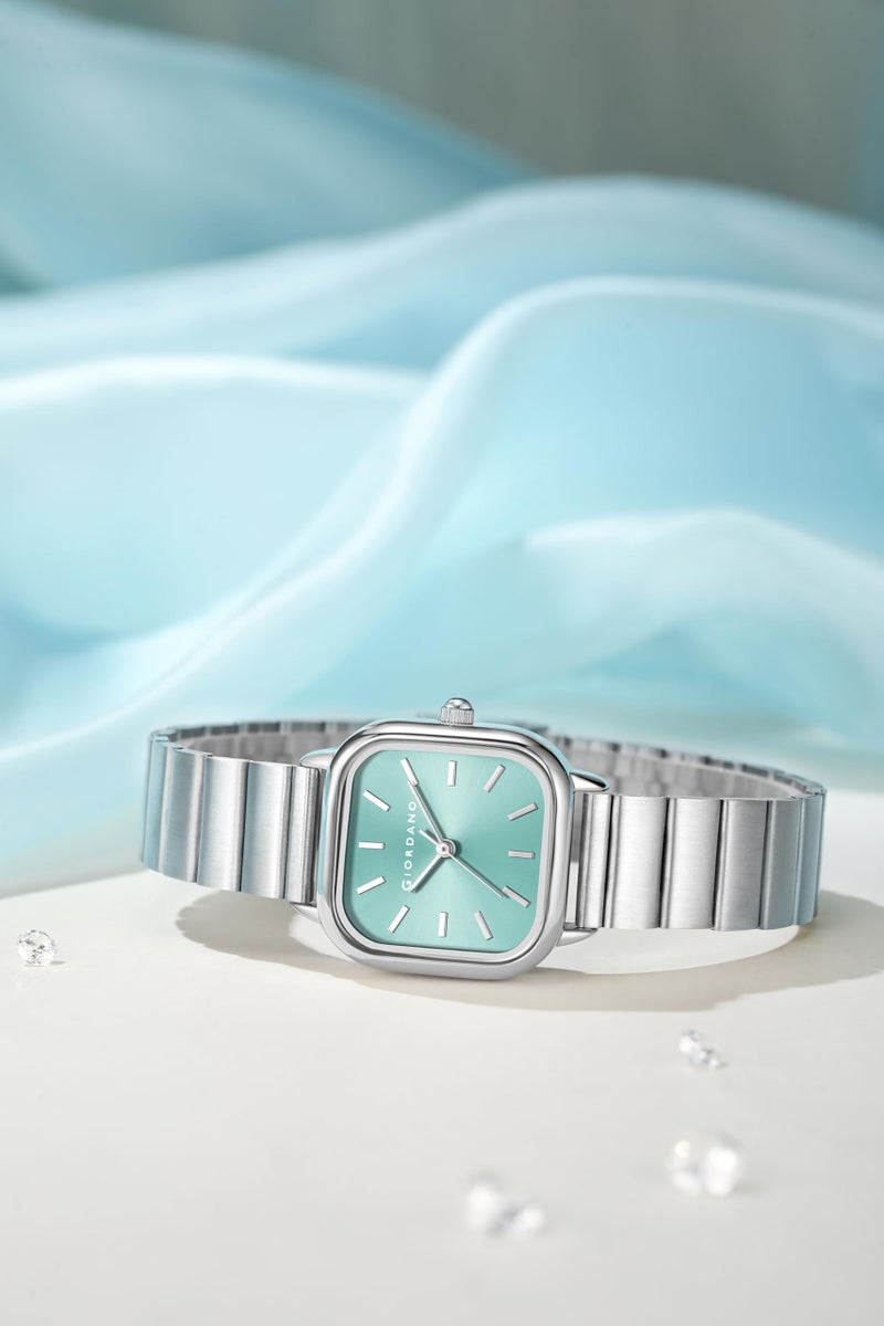 Giordano Classic Square Watch for Women – Polished Stainless Steel Strap, Minimalist Compact Design - Image 4