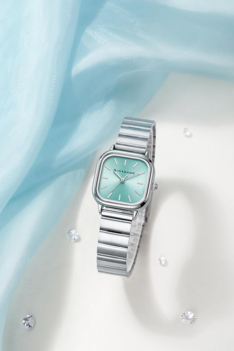 Giordano Classic Square Watch for Women – Polished Stainless Steel Strap, Minimalist Compact Design - Image 3