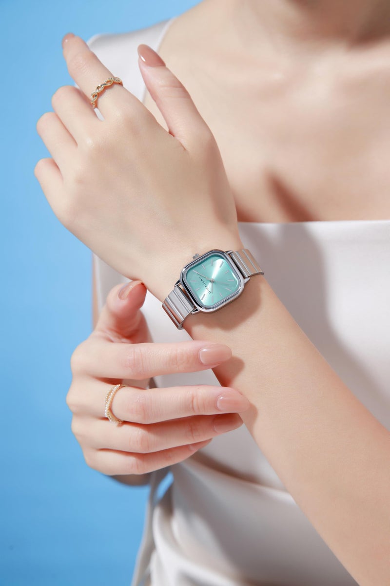 Giordano Classic Square Watch for Women – Polished Stainless Steel Strap, Minimalist Compact Design - Image 2