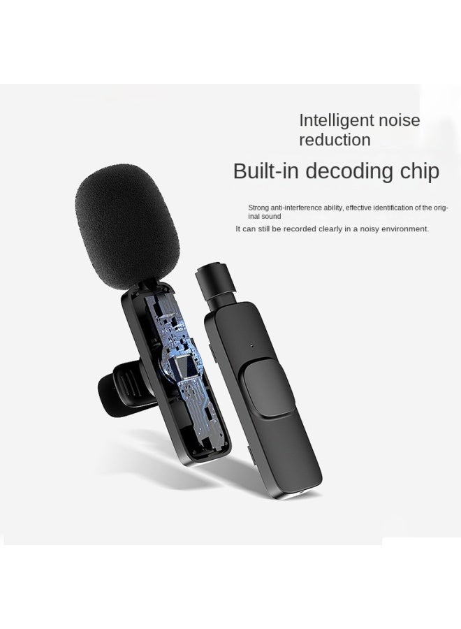Neutral Wireless Lapel Microphone Live Video Recording Intelligent Noise Reduction Integrated Mini Microphone - Image 3