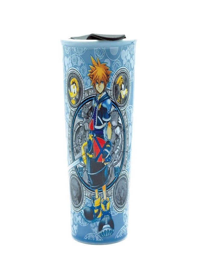 Silver Buffalo Kingdom Hearts Hero Portraits Ceramic Travel Mug with Lid,10-Ounces - Image 1