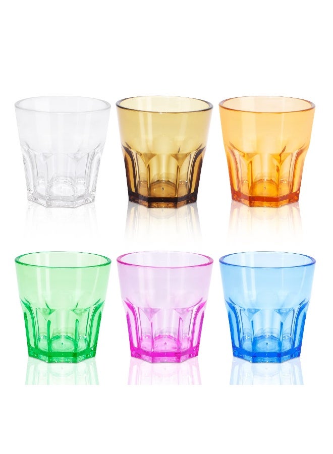 6 oz Unbreakable Drinking Glasses, Set of 6, Colored Acrylic Drinkware Set, Reusable Plastic Cups, Small Water Tumblers for Family, Kids, Picnics, Parties, Juice  - Image 1