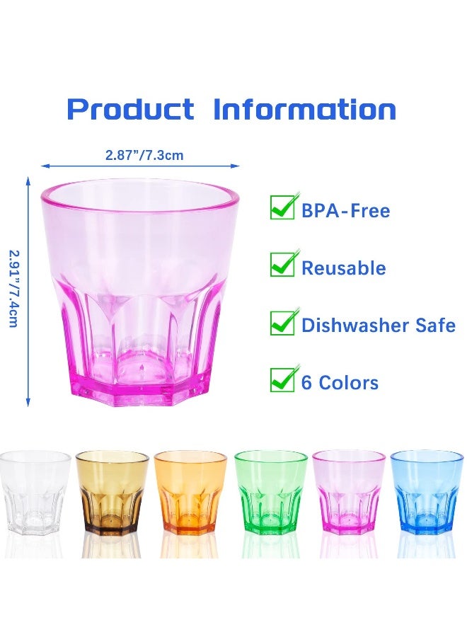 6 oz Unbreakable Drinking Glasses, Set of 6, Colored Acrylic Drinkware Set, Reusable Plastic Cups, Small Water Tumblers for Family, Kids, Picnics, Parties, Juice  - Image 5