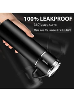 TIGER 500ml Stainless Steel Vacuum Thermos Flask with Silicone Handle – Insulated Water Set with 2 Stainless Steel Cups for Hot & Cold Drinks – Ideal for Outdoor Travel, Camping, Hiking | Gift Box Set (2 PACK) BLACK  - Image 3