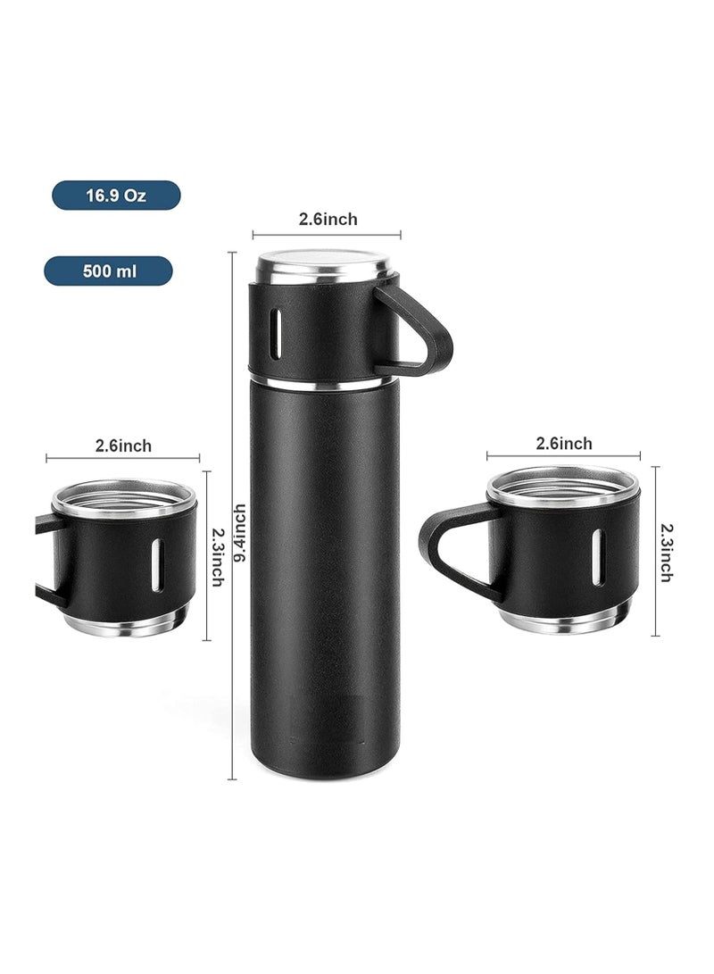 TIGER 500ml Stainless Steel Vacuum Thermos Flask with Silicone Handle – Insulated Water Set with 2 Stainless Steel Cups for Hot & Cold Drinks – Ideal for Outdoor Travel, Camping, Hiking | Gift Box Set (2 PACK) BLACK - Image 5