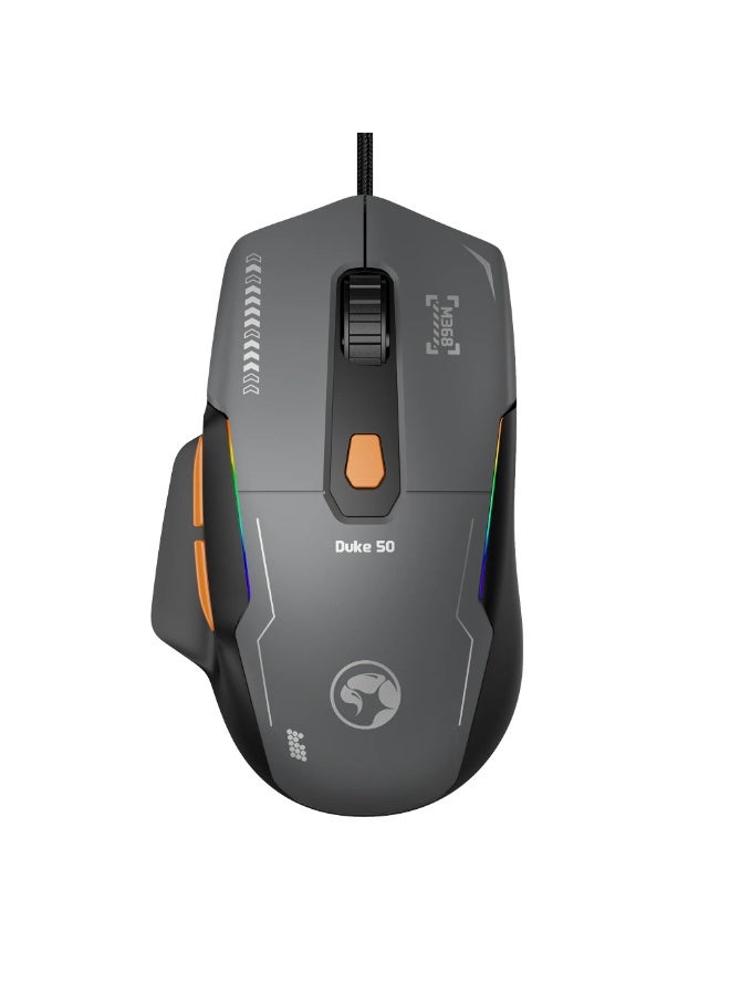 مارفو ماوس الألعاب السلكي DUKE 50 M368 RGB - مستشعر بصري بدقة 12800 نقطة في البوصة، معدل استجابة 1000 هرتز - Image 1