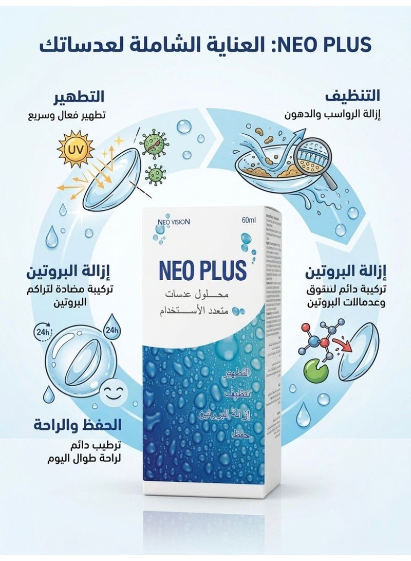 neo plus Multi-purpose contact lens solution (60ml bottle) - Image 2