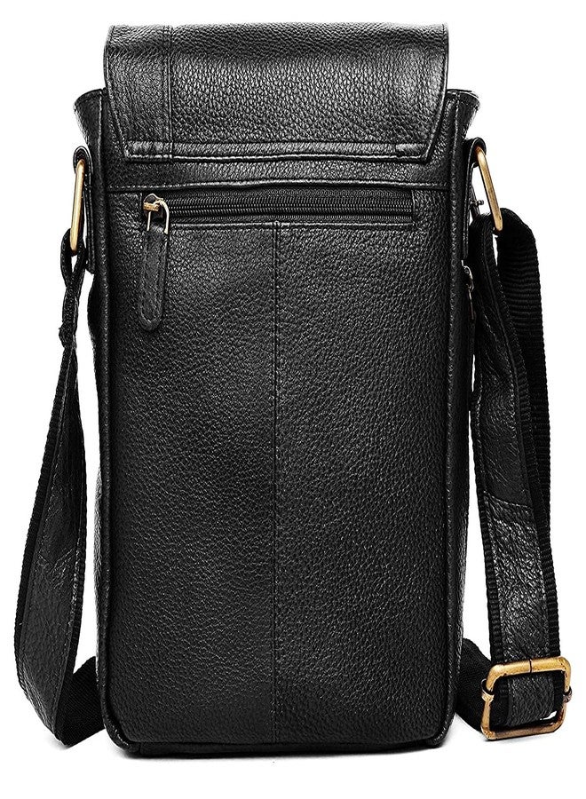 WildHorn Leather Sling Messenger Bag for Men I Multipurpose Crossbody Bag I Travel Bag with Adjustable Strap I IDIMENSION: L- 8 inch H- 10.5 inch W- 2.75 inch (BLACK) - Image 5