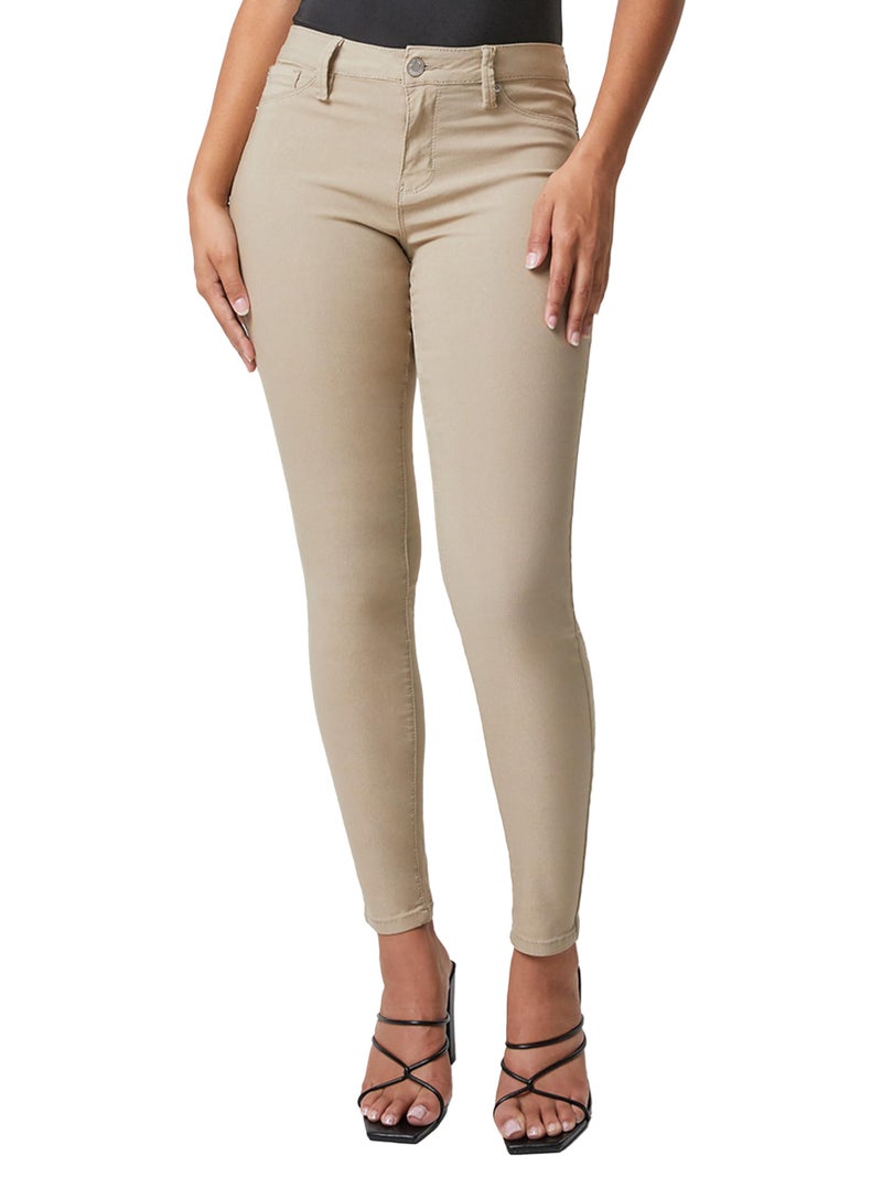 YMI Women's Hyperstretch Mid-Rise Skinny Jeans, Taupe, S - Image 1