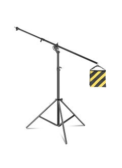 4m/157in Light Stand 2-in-1 Adjustable Boom Light Stand Multifunctional Tripod Heavy Duty 5kg/11lbs Load Capacity with Sand Bag 1/4in & 3/8in Screw