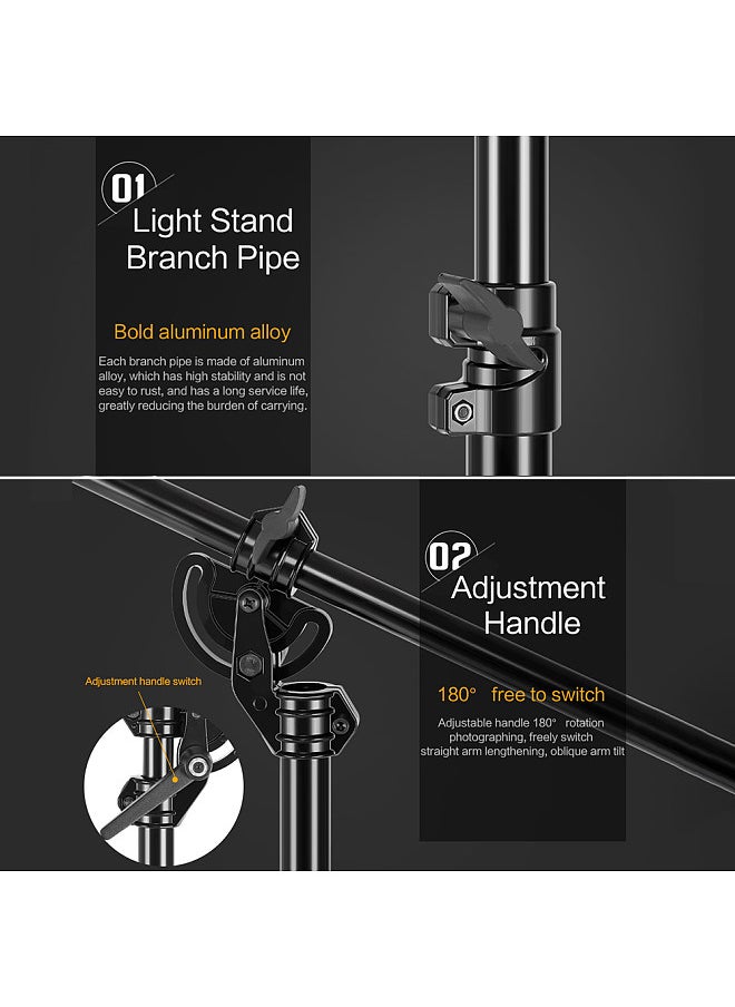Generic - 4m/157in Light Stand 2-in-1 Adjustable Boom Light Stand Multifunctional Tripod Heavy Duty 5kg/11lbs Load Capacity with Sand Bag 1/4in & 3/8in Screw - Image 1