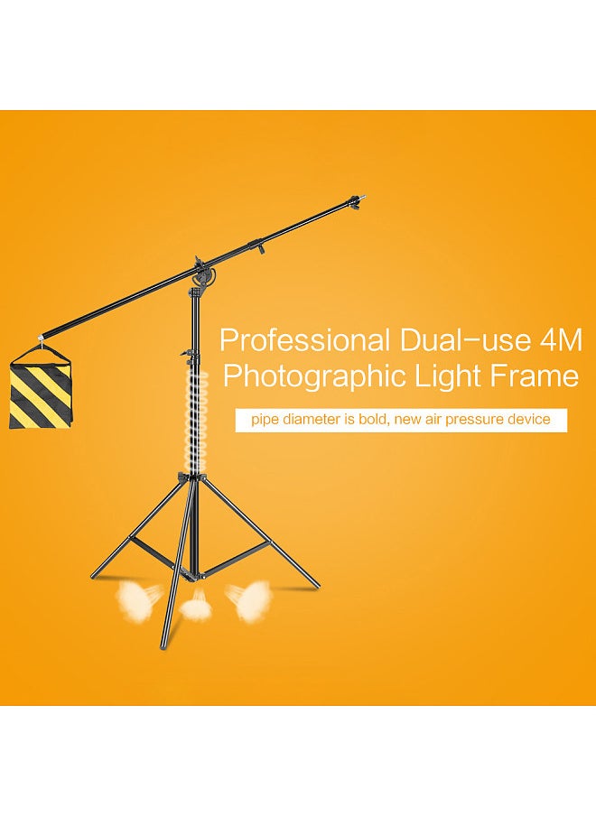 Generic - 4m/157in Light Stand 2-in-1 Adjustable Boom Light Stand Multifunctional Tripod Heavy Duty 5kg/11lbs Load Capacity with Sand Bag 1/4in & 3/8in Screw - Image 1